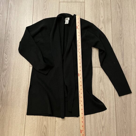 Eileen Fisher Women Wool Knit Cardigan Sweater Open Front Side Slit GREEN Medium - Picture 8 of 10